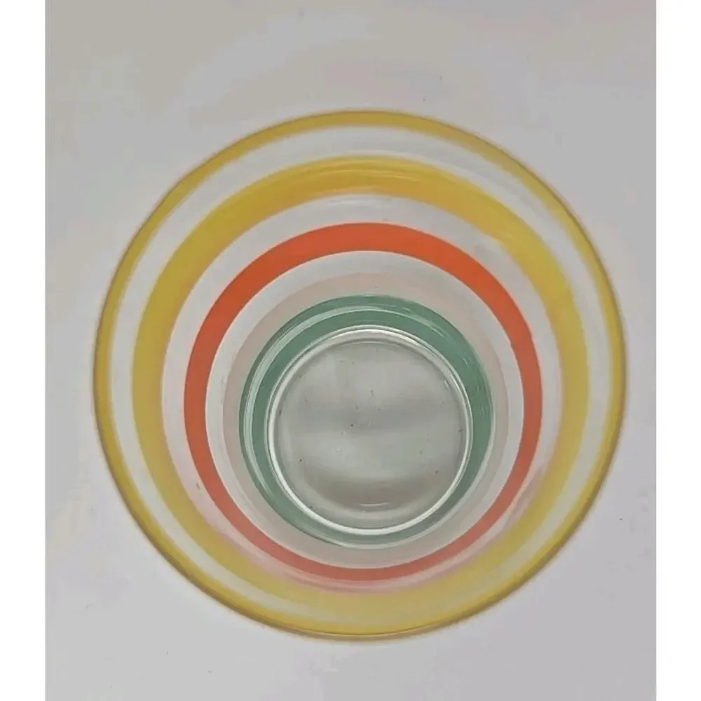 Vintage‎ Juice Glasses Yellow Orange White Green Stripe U186